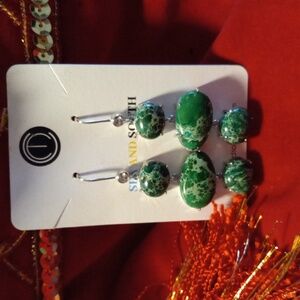 Sea and South green agate dangle earrings